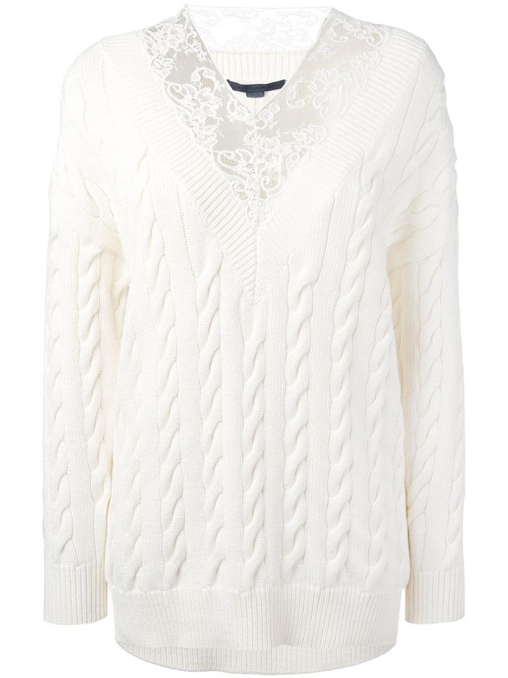 Alexander Wang - Lace Detail Jumper - Women - Cotton/nylon/viscose/wool - Xs, White, Cotton/nylon/viscose/wool