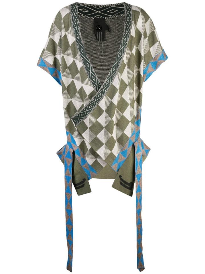 Bernhard Willhelm Geometric Short-sleeve Cardigan - Green