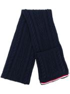 Thom Browne Navy Cable Pocket Scarf - Blue