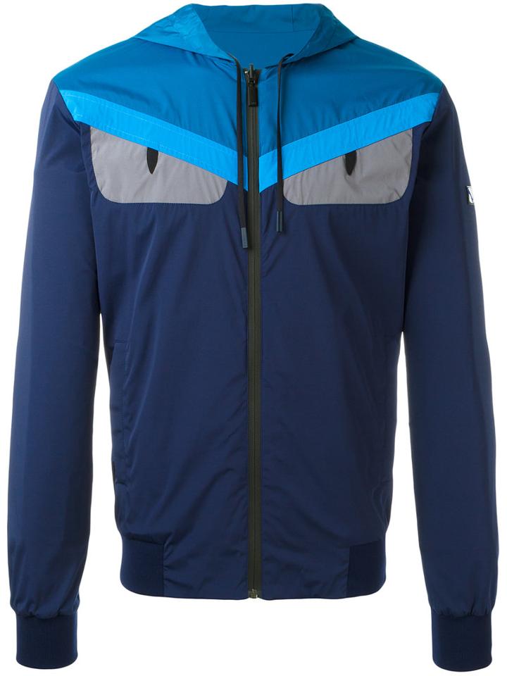 Fendi Bag Bugs Windbreaker, Men's, Size: 52, Blue, Polyamide/spandex/elastane