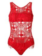 Amir Slama Crochet Swimsuit, Women's, Size: Medium, Red, Elastodiene
