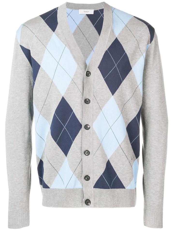 Pringle Of Scotland Intarsia Argyle Cardigan - Grey