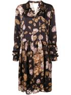 Junya Watanabe Floral Oversized Shirt Dress - Brown