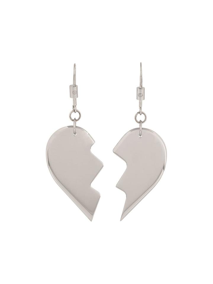 Mm6 Maison Margiela Friendship Heart Earrings - Silver