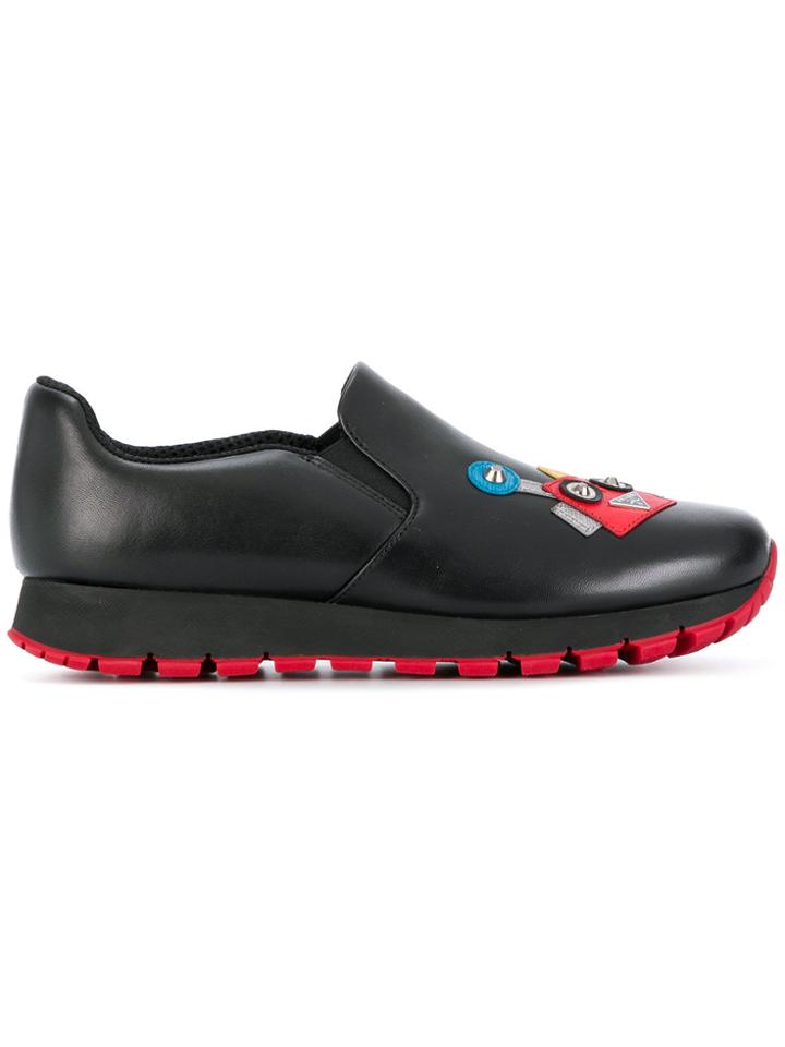 Prada Robot Studded Sneakers - Black