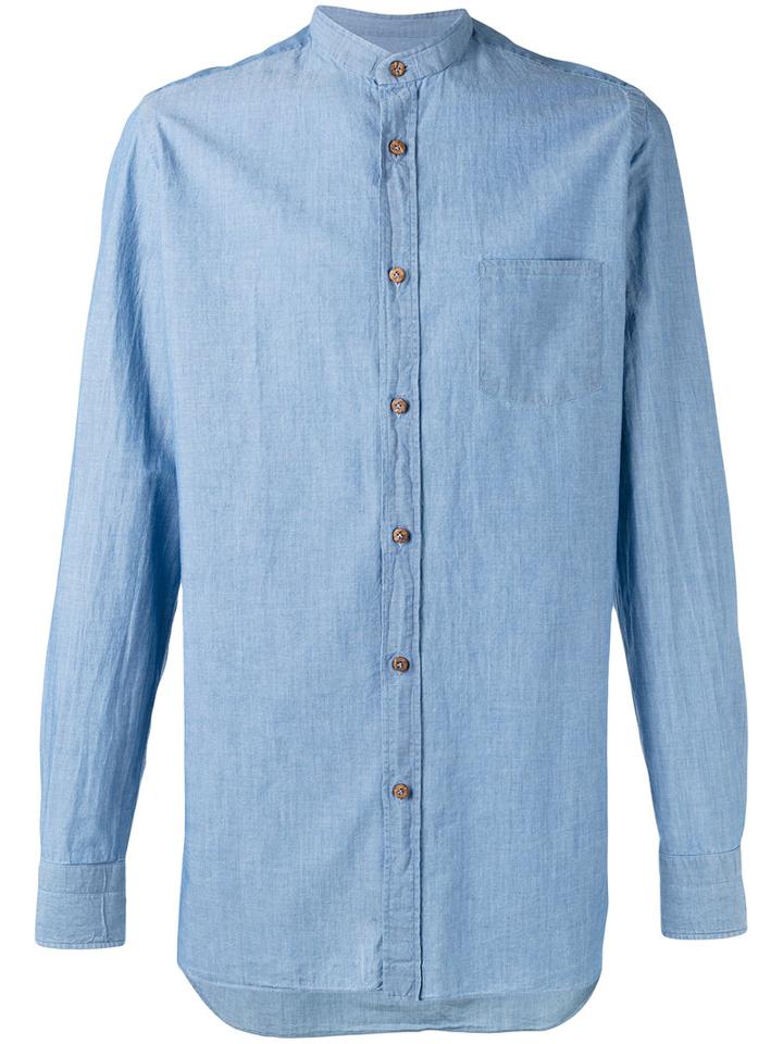 Borrelli - Plain Shirt - Men - Cotton - 41, Blue, Cotton