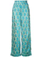 Ganni 'emiko' Metallic Jacquard Trousers - Blue