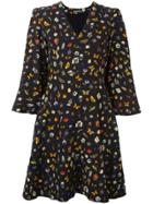 Alexander Mcqueen Obsession Print Cape Dress - Black