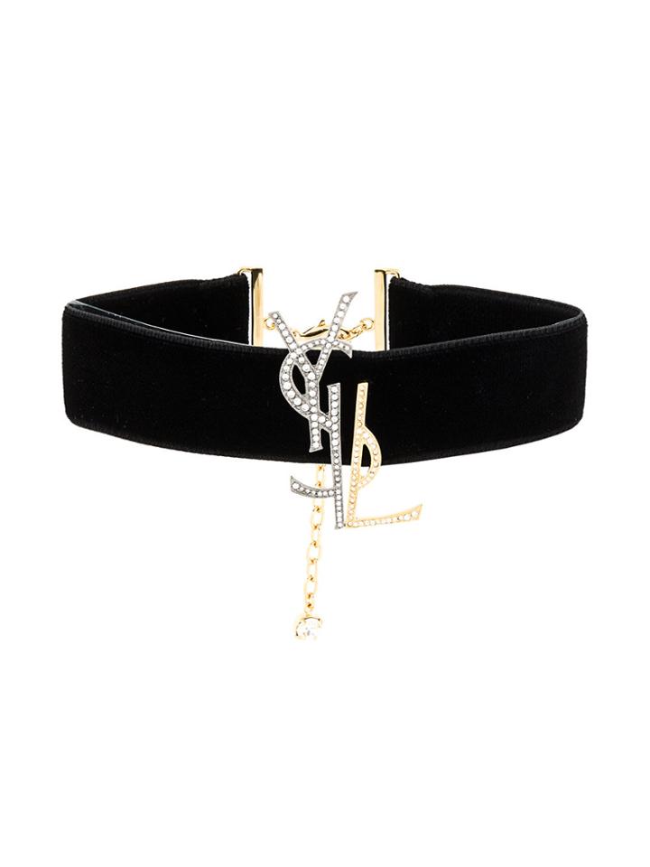 Saint Laurent Logo Choker Necklace - Black