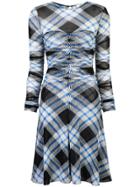 Dvf Diane Von Furstenberg Ruched Checked Dress - Blue