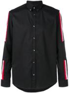 Les Hommes Urban Button Down Stripe Detail Shirt - Black