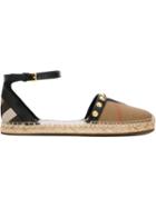Burberry Abbingdon Espadrilles, Women's, Size: 36, Black, Cotton/calf Leather/leather/rubber