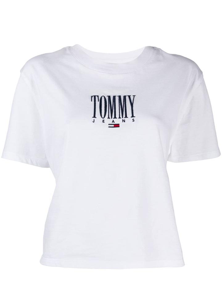 Tommy Jeans Logo Embroidered T-shirt - White