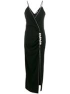 Alessandra Rich Embellished V-neck Dress - Black