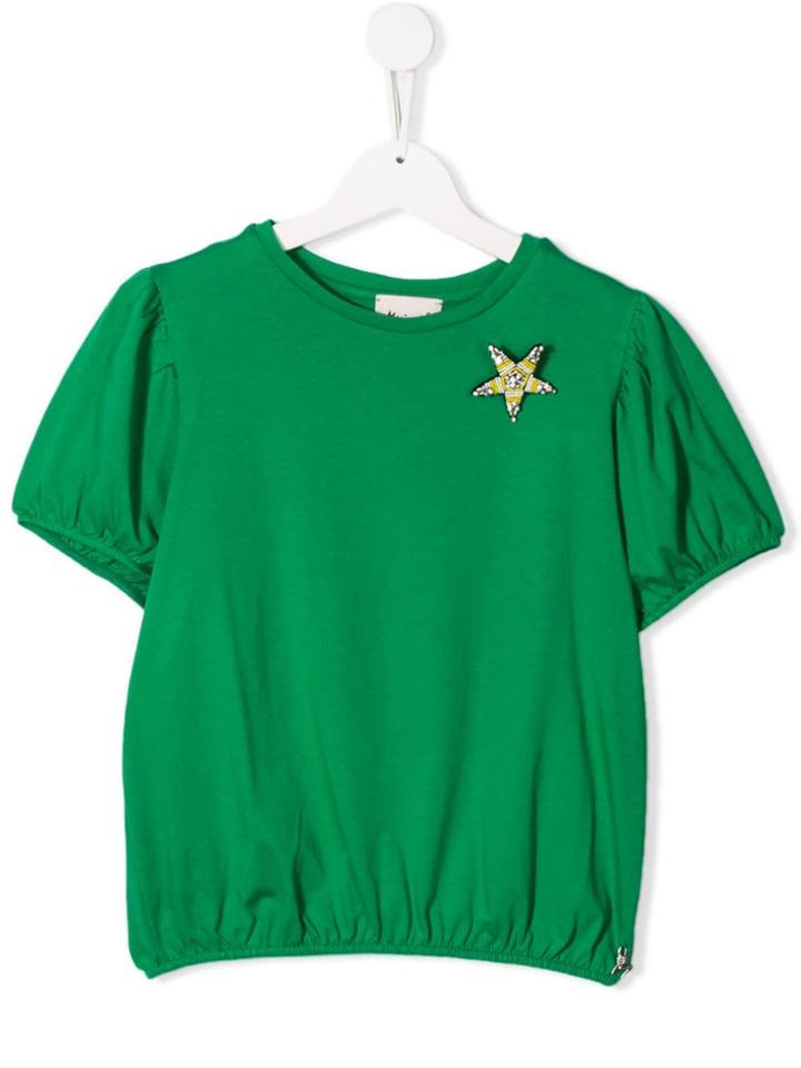 Mariuccia Milano Kids Teen Embellished Star Top - Green