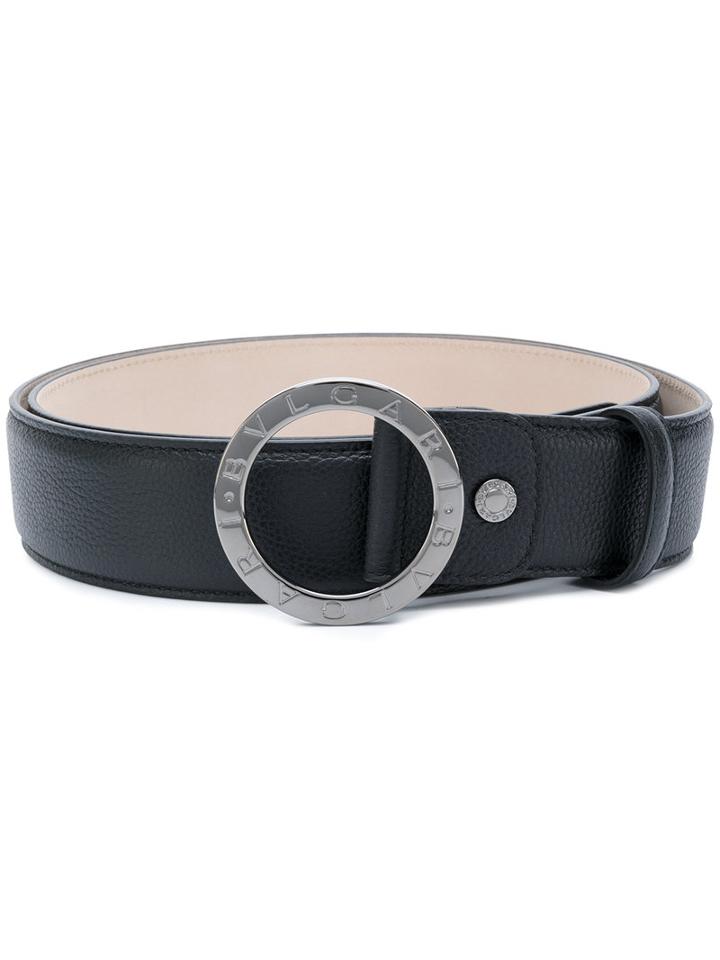 Bulgari - Round Buckle Belt - Men - Leather - One Size, Black, Leather