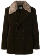 Holland & Holland Corduroy Peacoat With Shearling Collar - Brown