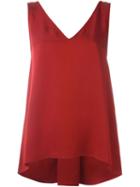 Theory V-neck Top, Women's, Size: Small, Red, Silk