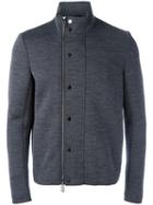 Emporio Armani Zipped Jacket, Men's, Size: Large, Grey, Polyamide/polyester/wool/spandex/elastane