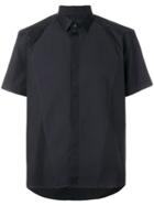 Les Hommes Short Sleeve Shirt With Contrast Piquet - Black