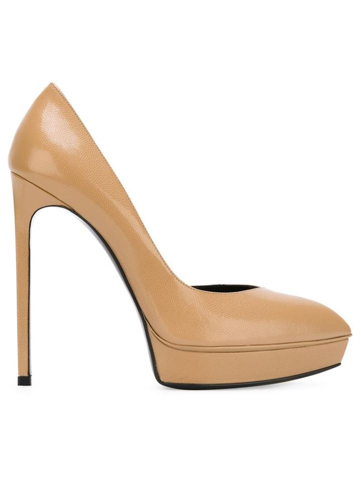 Saint Laurent Janis Pumps, Women's, Size: 37.5, Nude/neutrals, Leather