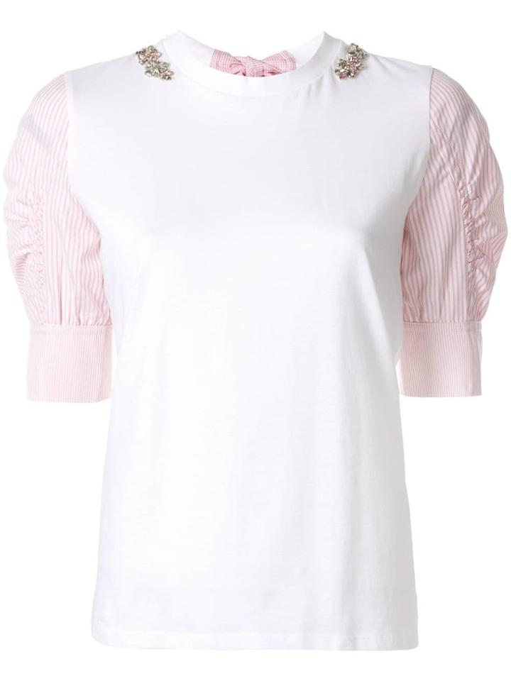 Markus Lupfer Embellished Neckline Top - White