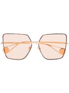 Gucci Eyewear Rose Gold Tinted Lens Square Sunglasses - Orange