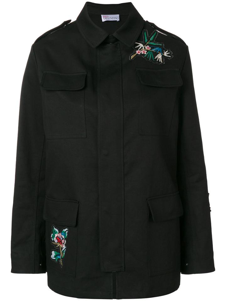 Red Valentino Embroidered Cargo Jacket - Black