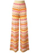 M Missoni Zig-zag Pattern Trousers, Women's, Size: 44, Nude/neutrals, Cotton/polyamide/metallic Fibre/polyester