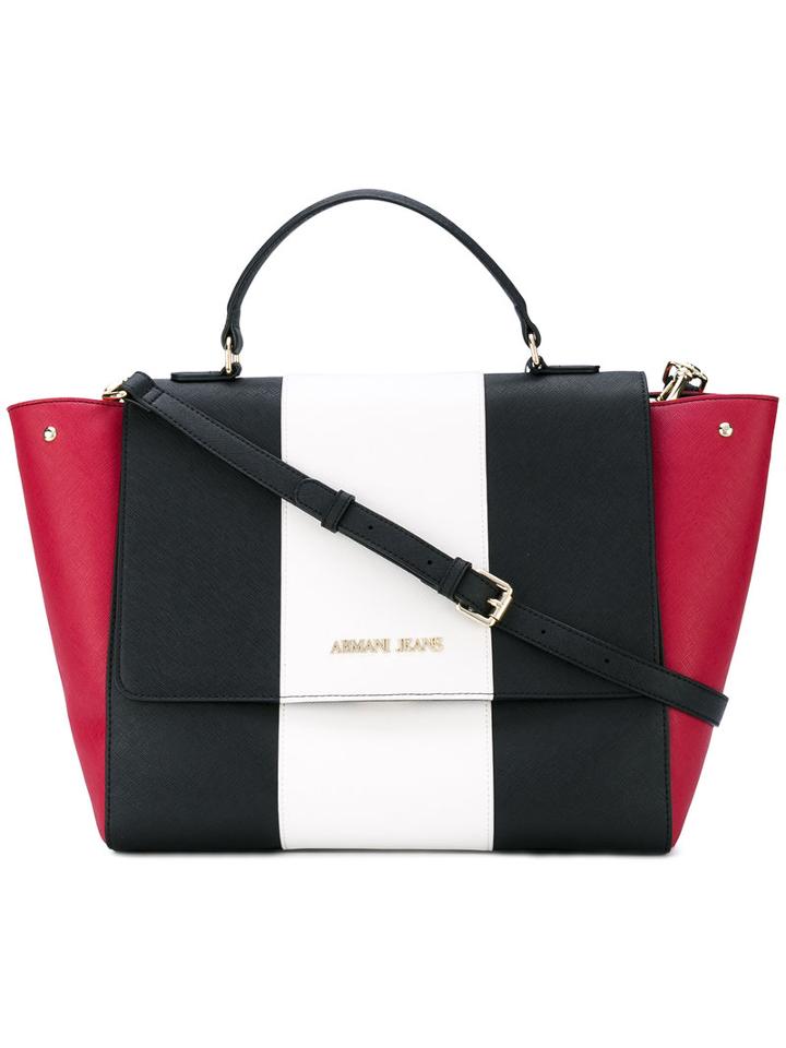 Armani Jeans - Contrast Tote Bag - Women - Polyurethane/synthetic Resin - One Size, Black, Polyurethane/synthetic Resin