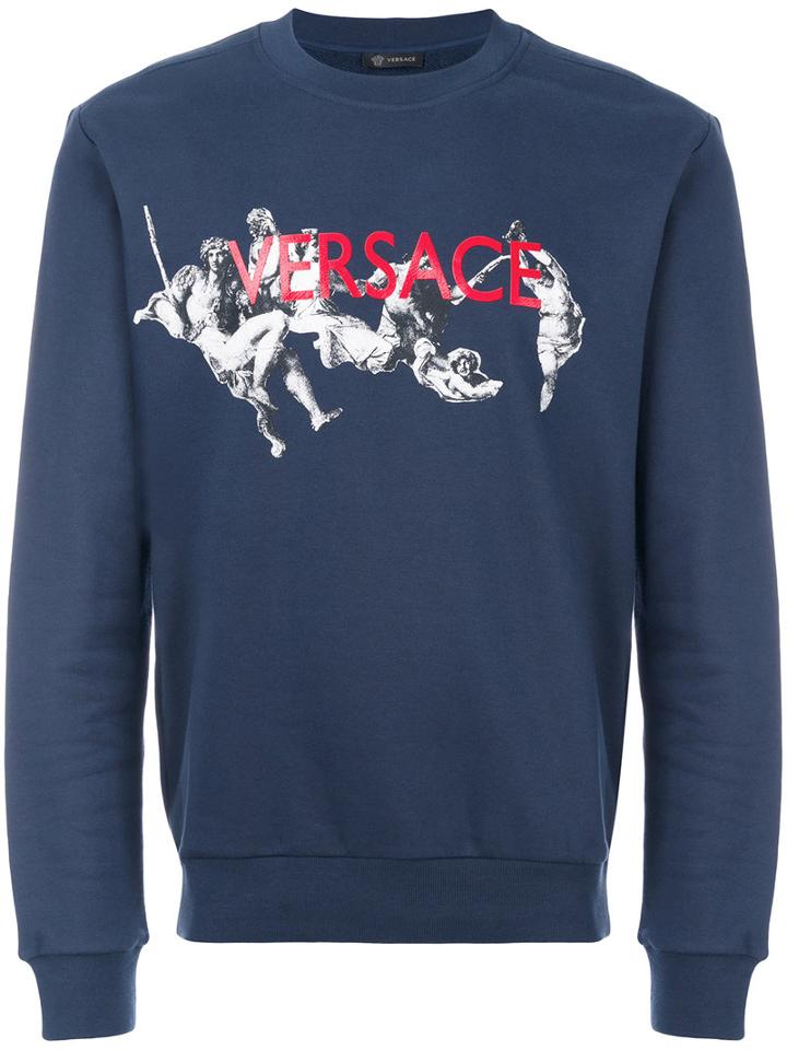 Versace - Painted Sweatshirt - Men - Cotton - M, Blue, Cotton