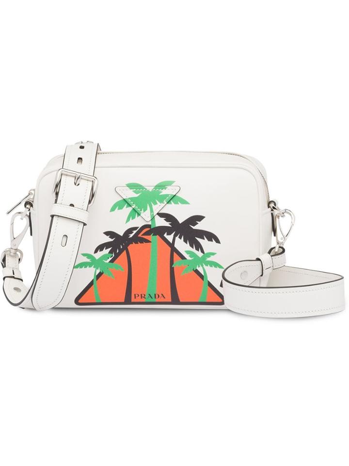 Prada Printed Shoulder Bag - White