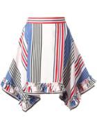 Msgm Pointy Striped Skirt, Women's, Size: 46, White, Cotton/viscose