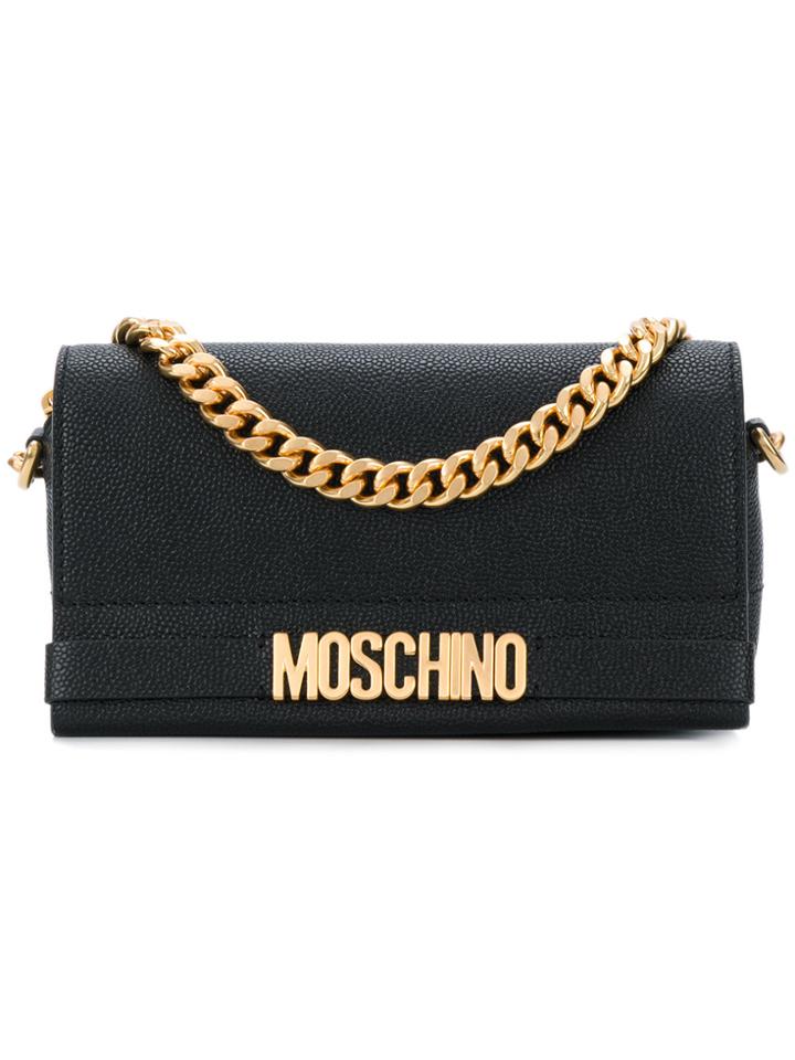 Moschino Logo Plaque Clutch Bag - Black