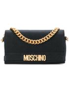 Moschino Logo Plaque Clutch Bag - Black