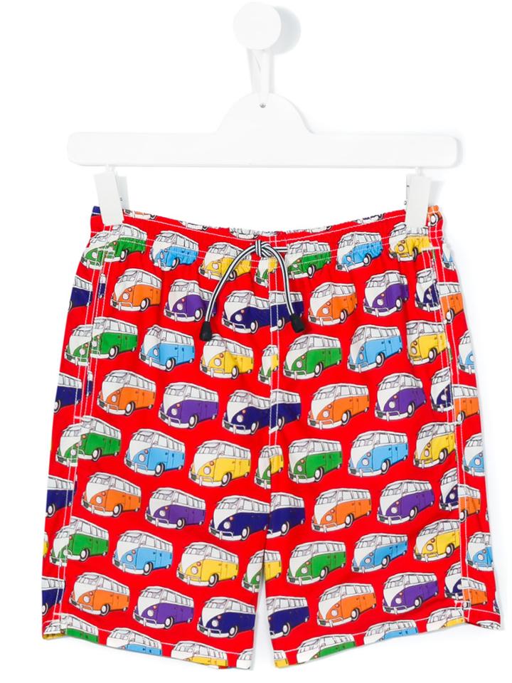 Mc2 Saint Barth Kids - Van Print Swim Shorts - Kids - Polyamide/polyester/spandex/elastane - 16 Yrs, Red
