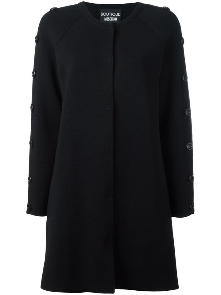Boutique Moschino Single Breasted Coat, Women's, Size: 42, Black, Virgin Wool