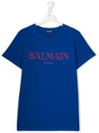 Balmain Kids Teen Logo Print T-shirt - Blue