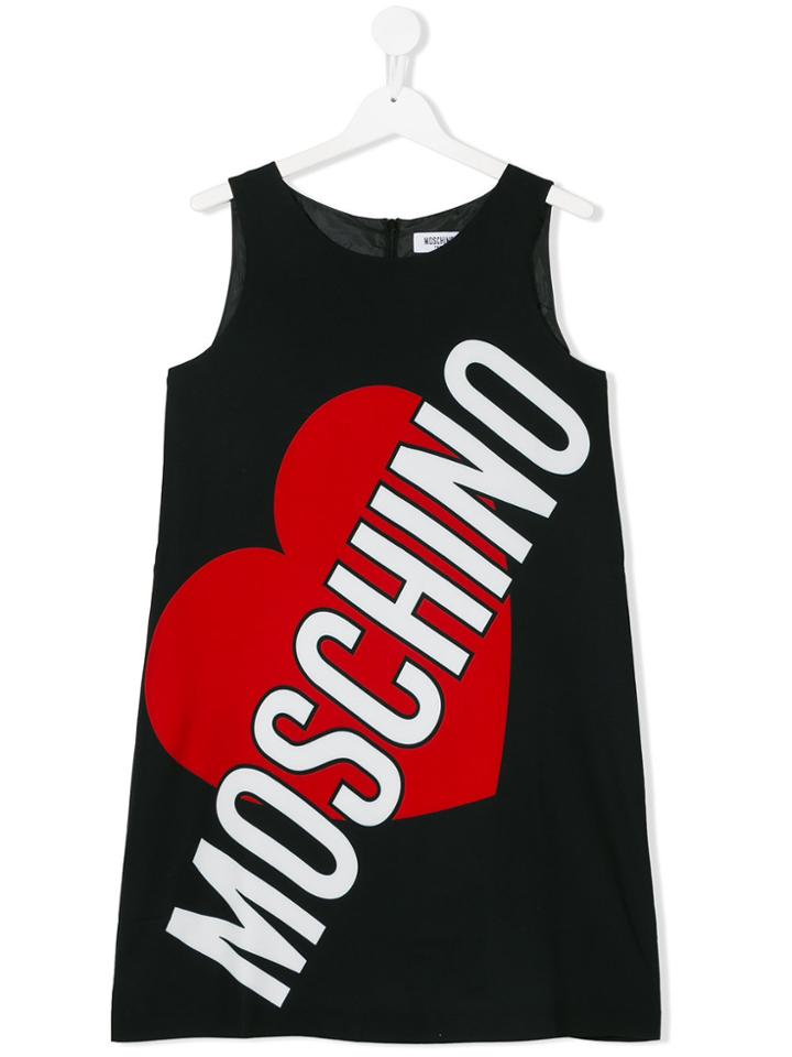 Moschino Kids Logo Print Casual Dress - Black