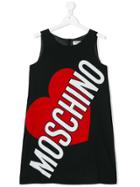 Moschino Kids Logo Print Casual Dress - Black