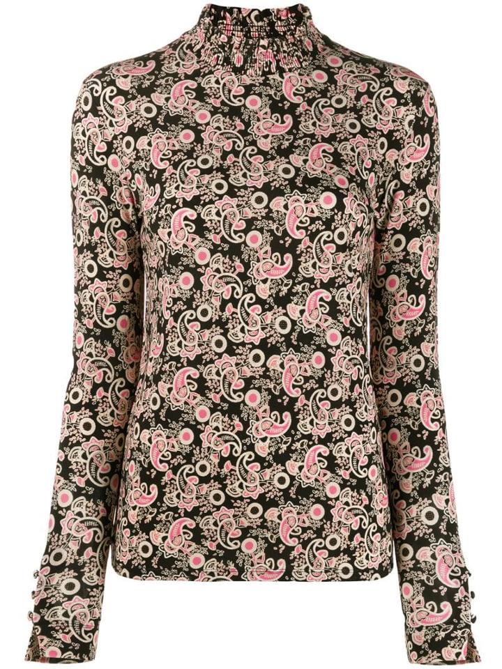 Sandro Paris Printed Long Sleeve Top - Black
