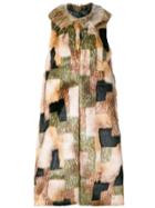 L'autre Chose Faux Fur Patchwork Gilet - Nude & Neutrals