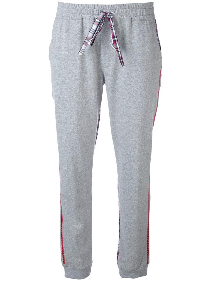 Sold Out Frvr - Checked Sides Jogging Trousers - Women - Cotton - 42, Grey, Cotton
