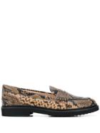 Tod's Embossed Snakeskin Effect Loafers - Brown