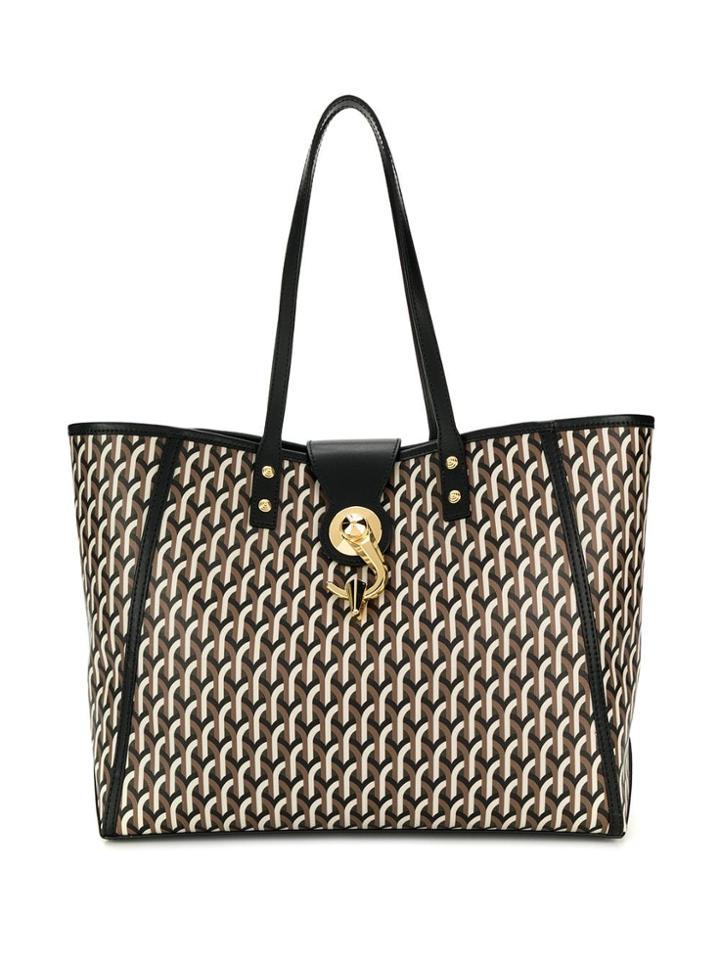 Dell' Est Geometric Print Tote - Black