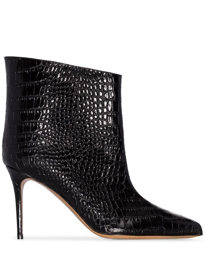 Alexandre Vauthier Croc-effect 90mm Ankle Boots - Black