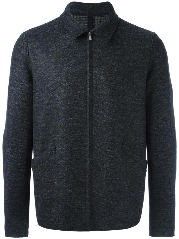 Harris Wharf London Zipped Boxy Jacket, Men's, Size: Small, Blue, Virgin Wool