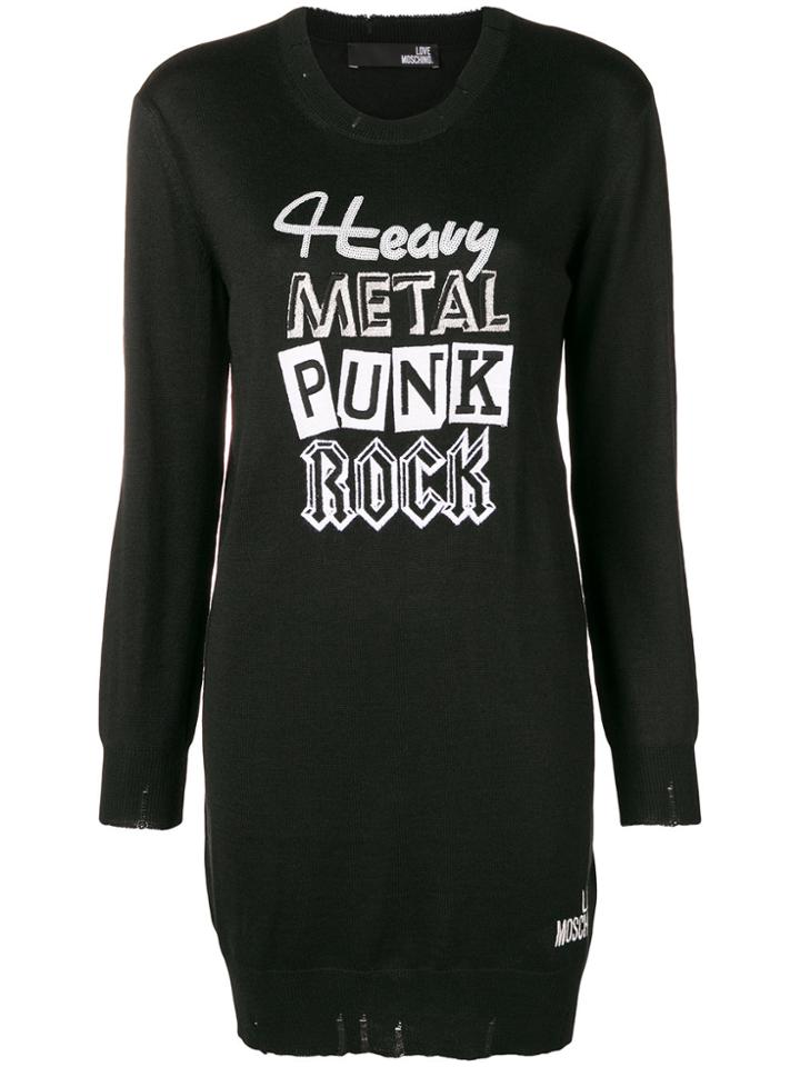 Love Moschino Heavy Metal Punk Knitted Dress - Black