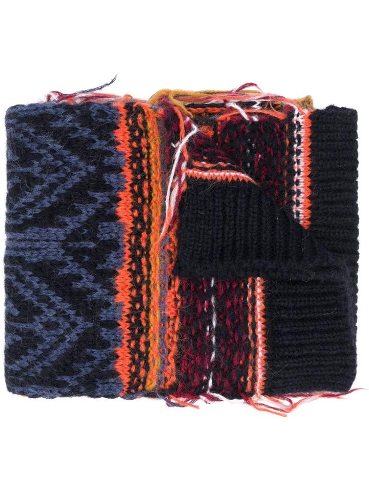 Roberto Collina Aztec Patterned Knitted Scarf - Blue