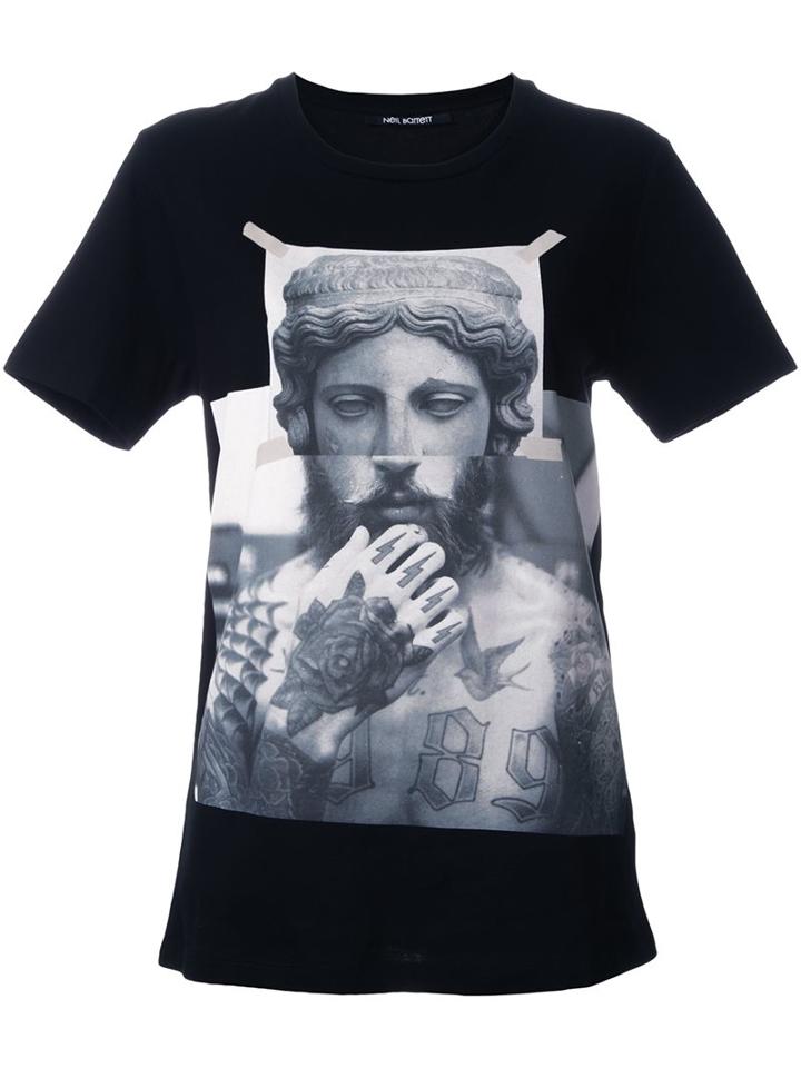 Neil Barrett Photo Print T-shirt, Women's, Size: Small, Black, Cotton